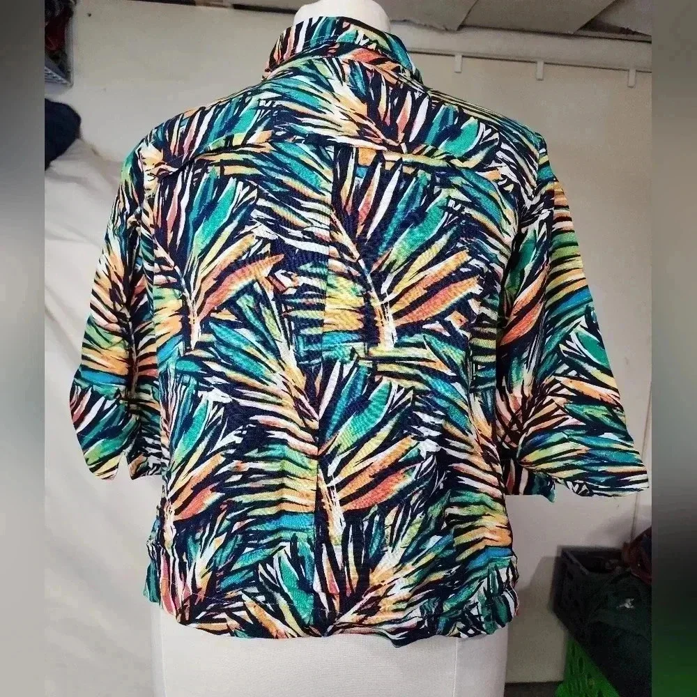 CJ BANKS TROPICAL DESIGN MULTICOLOR PLUS SIZE 2X BLAZER - Picture 3 of 10